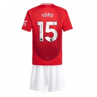 Dres Manchester United Leny Yoro #15 Domaci za djecu 2024-25 Kratak Rukav (+ kratke hlače)